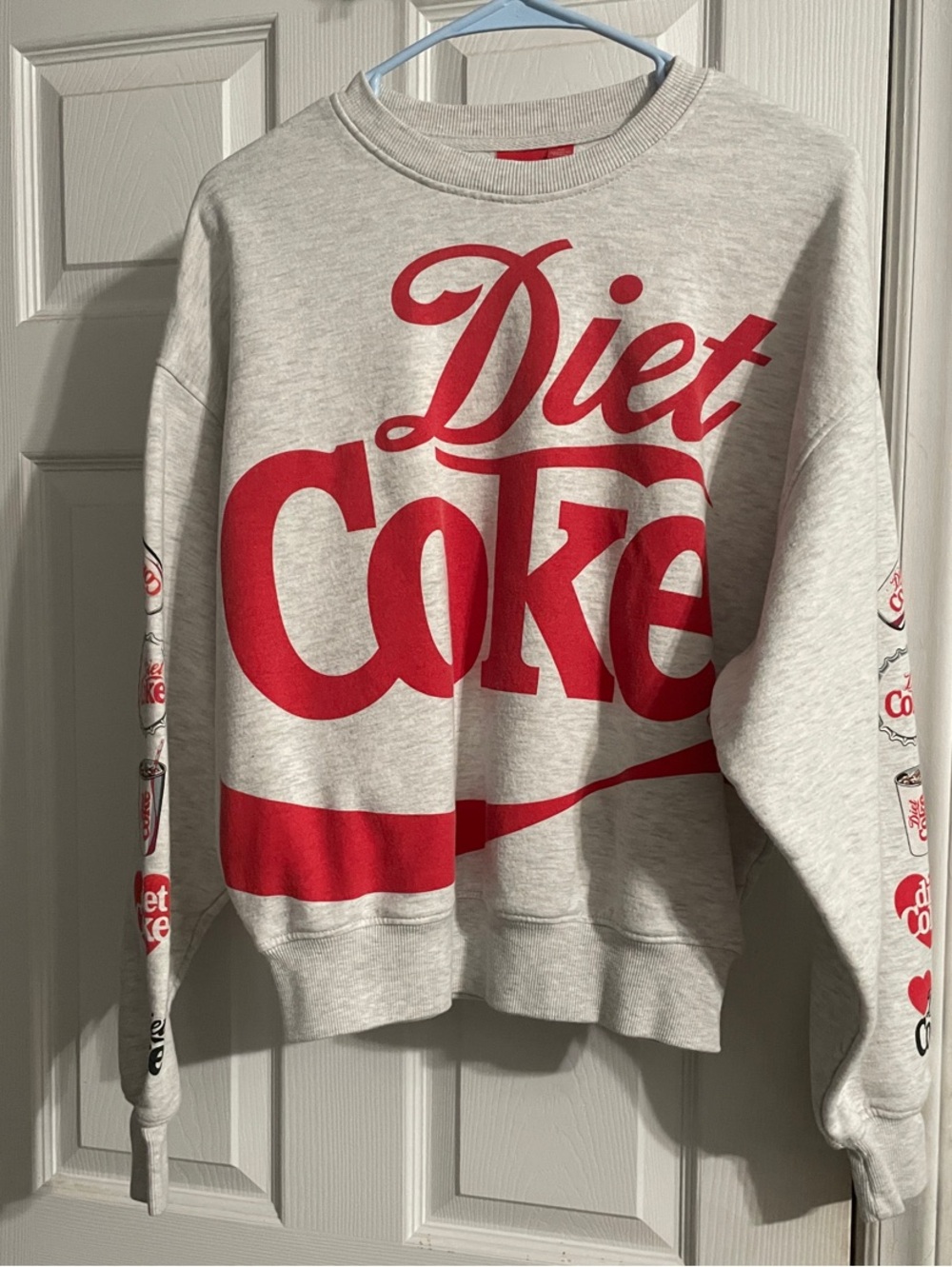 Diet Coke Sweatshirt Gray w Red Print Size XS
